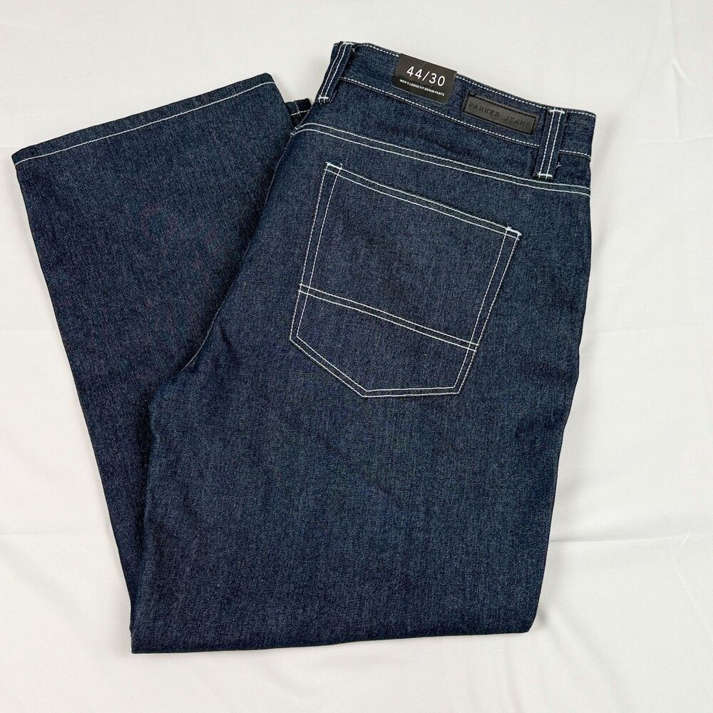 Men's Parker Jeans Loose Fit Straight Leg Pants Dark Wash Size 44x30 NWT‎